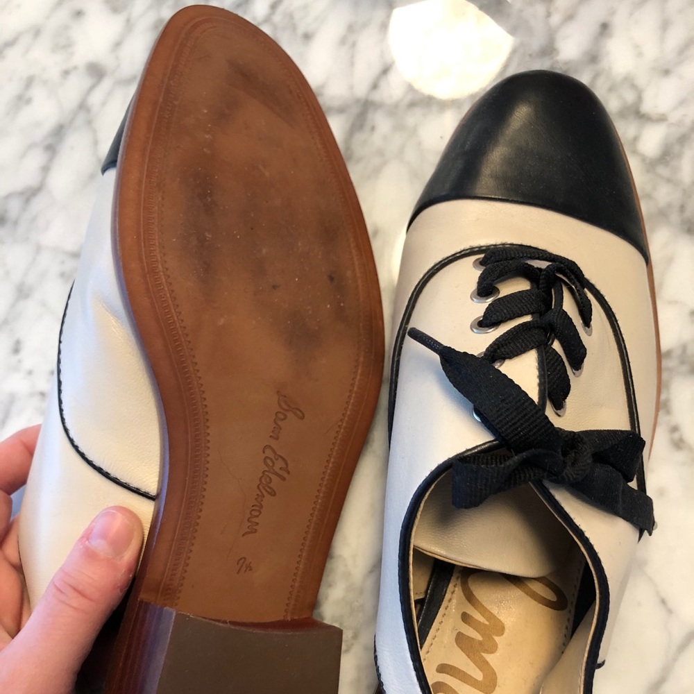 Black and cream shoes